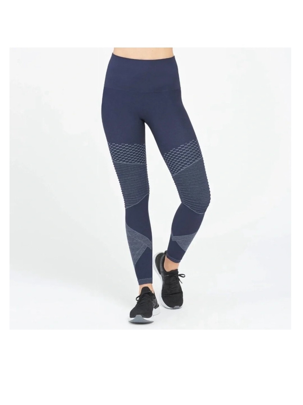 SPANX Navy Textured-Panel High Rise Leggings